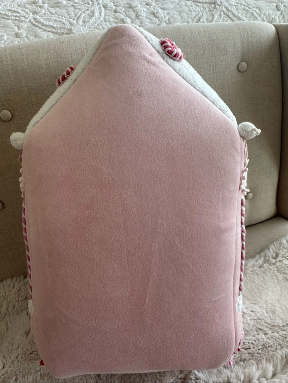 Pottery Barn Pink Gingerbread Pillow Plush Christmas Holiday Decor 18.5”